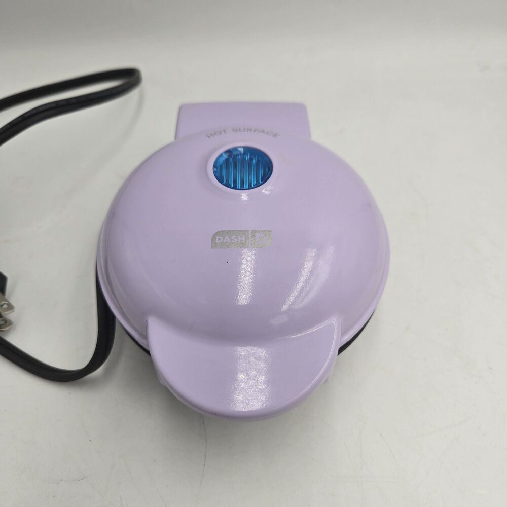 Dash 4 3/4" Lilac 350w Nonstick Mini Waffle Maker Griddle Hot Surface Indicator